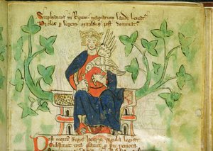 Roy.20 A II f.7 El rey Esteban entronizado, escrito durante el reinado de Eduardo II (1284-1327)