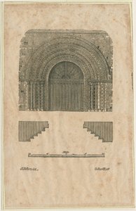 Tutbury Priory Church - Puerta Oeste: grabado en madera, nd [?principios del siglo XIX] de School English