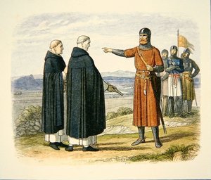 William Wallace rechazando propuestas de paz de los frailes dominicos, antes de la Batalla del Puente de Stirling de School English