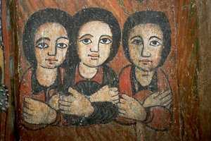 Detalle de pintura mural de School Ethiopian