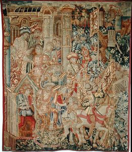 El emperador Tito Vespasiano (AD 9-79) ordenando a su hijo, Tito (AD 38-91), regresar a Jerusalén de School Flemish