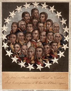Un héroe por la victoria - Los días de honestidad en el Consejo, en el Combate - son la verdadera herencia y el bien del estado. (Gressets) - 1. marengo. dessaix. 2. montebello. lannes. 3. austerlitz. rapp. 4. eckmuel. davoust. 5. florus. jourdan. 6. wagra de School French