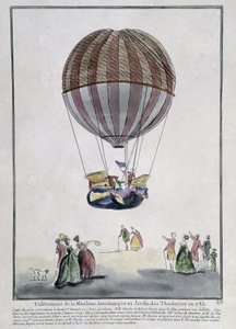 Máquina aerostática en el Jardín de las Tullerías en 1783 de School French