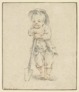 Niño apoyado en una pala de School French