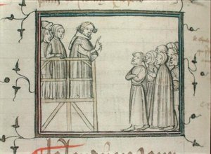 Carlos V (1338-80) el Sabio predicando en Les Halles, París, en 1364 de School French