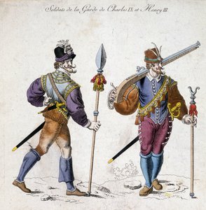 Trajes de soldados de la guardia de Carlos IX (1550-1574) y Enrique III (1574-1589)