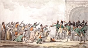 Reparto de asignaciones, Revolución Francesa (grabado en color) de School French