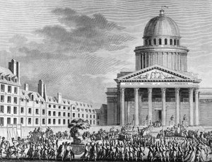 Revolución Francesa: Apoteosis de Jean Jacques Rousseau (1712-1778), su traslado al Panteón el 11 de octubre de 1794. París, Biblioteca del Instituto de Historia de la Revolución de School French