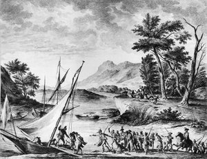 Revolución francesa: arresto de los embajadores franceses Charles Louis Huguet de Semonville y Hugues Bernard Maret en Novate el 25 de julio de 1793. Grabado y dibujo de Duplessi-Bertaux de School French