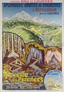 Póster publicitario de las Cuevas de Betharram, Maravillas de los Pirineos, entre Pau y Lourdes, c.1900 de School French