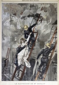 Rescate de la Sra. Duplay por los Bomberos - en "Le Petit Parisien", s.f. de School French