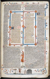 Royal 10 E. IV, f.145 Una escena de bas-de-page de un hombre visitando a un panadero, de las 