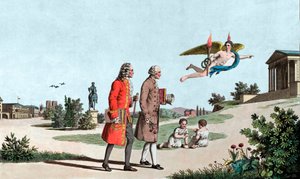 El espíritu de Voltaire y Jean Jacques Rousseau los lleva al Templo de la Inmortalidad - el Genio de Voltaire (François Marie Arouet, dit Voltaire)
