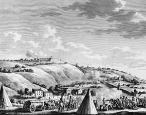 Guerra de la Revolución Francesa y movimientos contra los revolucionarios: Asedio y captura de la ciudad de Lyon por el ejército republicano francés el 9 de octubre de 1793 contra las tropas realistas. París, Biblioteca del Instituto de Historia de la Revo de School French