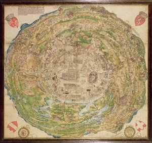 Mapa circular de Viena durante el asedio turco