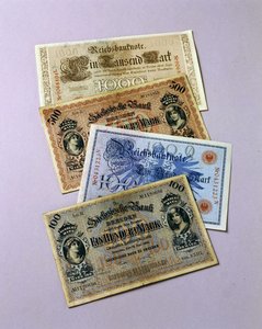 Billetes alemanes en circulación de 1876-1917 de School German