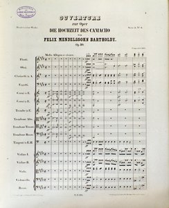 Partitura de "Die Hochzeit des Camacho" de Felix Mendelssohn