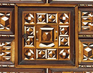 Gabinete de mesa con marquetería del sur de Alemania (ébano, marfil, nogal y madera de frutas) de School German