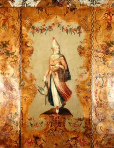 Papel tapiz que representa a una mujer con traje tradicional de School German