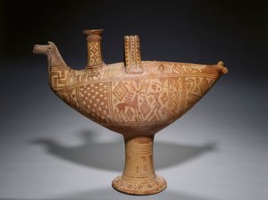 Pájaro geométrico Askos, c.700 a.C. (loza) de School Greek