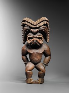 Figura hawaiana, estilo kona, que representa al dios de la guerra, ku ka ’ili moku, c.1780-1820 de School Hawaiian