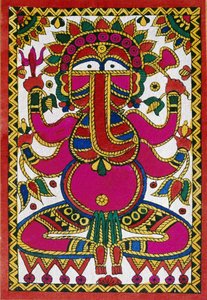 Dios Ganesh con cabeza de elefante (óleo sobre tela) de School Indian