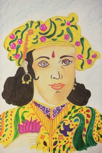 Emperador Ashoka (acuarela) de School Indian