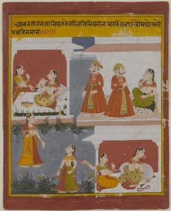 Ilustración de un manuscrito del Bihari Satasai de School Indian