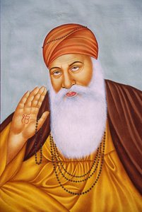 Pintura en miniatura sobre papel de Lord Guru Nanak de School Indian