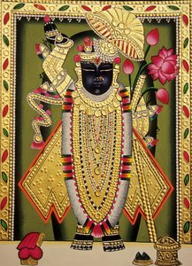 Lord Shrinathan Nathdwaran Pintura en miniatura sobre papel de School Indian