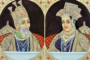 Pintura en miniatura de Bhadur Shah Zafer con Jeenat Mahal India Asia de School Indian