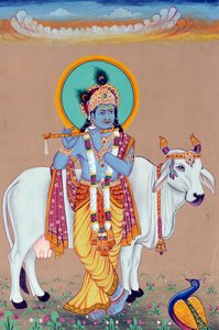 Pintura en miniatura de Dios Krishna