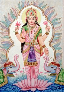 Pintura en miniatura de la diosa Laxmi, India de School Indian