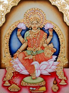 Pintura en miniatura de la diosa Laxmi, India de School Indian