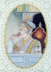 Pintura en miniatura del emperador mogol Aurangzeb de School Indian