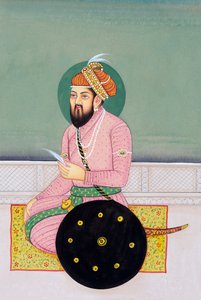 Pintura en miniatura del emperador mogol Babur de School Indian