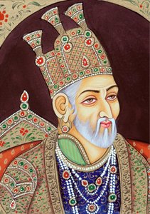 Pintura en miniatura del emperador mogol Bahadur Shah Zafar