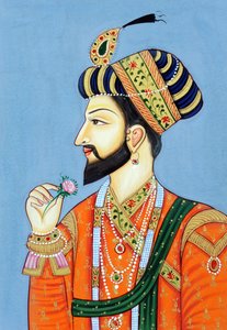 Pintura en miniatura del emperador mogol Shah Jahan de School Indian