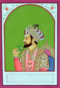 Pintura en miniatura del emperador mogol Shah Jahan de School Indian