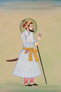 Pintura en miniatura del emperador mogol Shah Jahan de School Indian