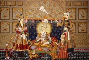 Pintura en miniatura del emperador mogol Shah Jahan sobre papel