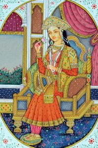 Pintura en miniatura de la reina mogol Mumtaz Mahal de School Indian