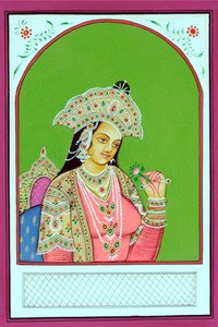Pintura en miniatura de la reina mogol Mumtaz Mahal de School Indian