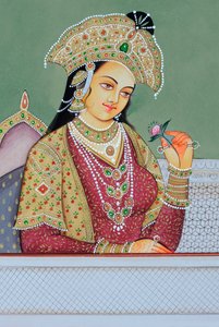 Pintura en miniatura de la reina mogol Mumtaz Mahal de School Indian