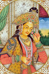 Pintura en miniatura de la reina mogol Mumtaj India Asia de School Indian