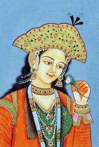 Pintura en miniatura de la reina mogol Mumtaz Mahal de School Indian
