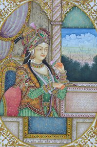 Pintura en miniatura de la reina mogol Nurjahan India Asia de School Indian