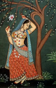 Pintura en miniatura de mujer joven de School Indian
