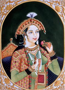 Pintura en miniatura sobre papel de la princesa Mumtaz Mahal, esposa del emperador mogol Shah Jahan de School Indian