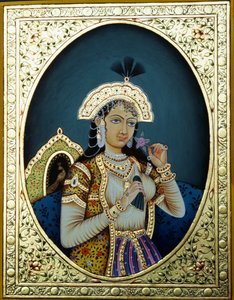 Pintura en miniatura sobre papel de la princesa mogol Mumtaz Mahal de School Indian
